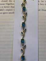 Aqua Blue Gold Vine Tulip Bracelet - Image 2