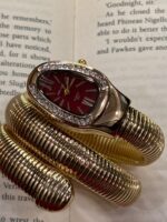 BayByBisma Maroon Dial Snake Watch – Gold Crystal Wrap Bracelet Watch - Image 2