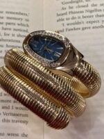 BayByBisma Blue Dial Snake Watch – Gold Crystal Wrap Bracelet Watch - Image 2