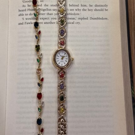 BayByBisma Multicolor Crystal Link Watch – Gold